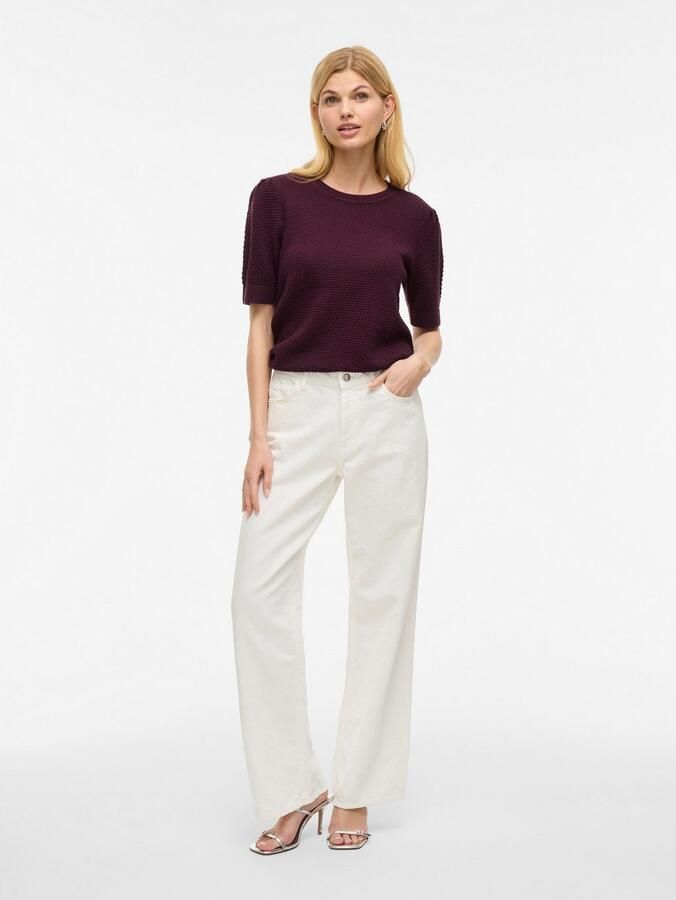 Vila Trui met korte mouwen VIDALO O-NECK S S KNIT TOP NOOS - Foto 3