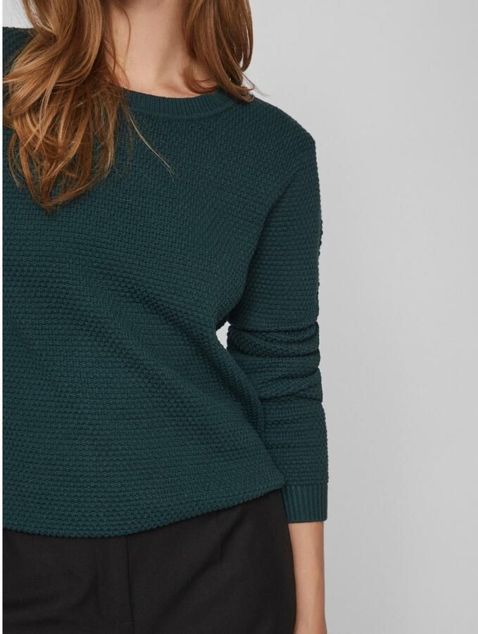 VILA gebreide trui VIDALO met biologisch katoen donkergroen - Foto 2