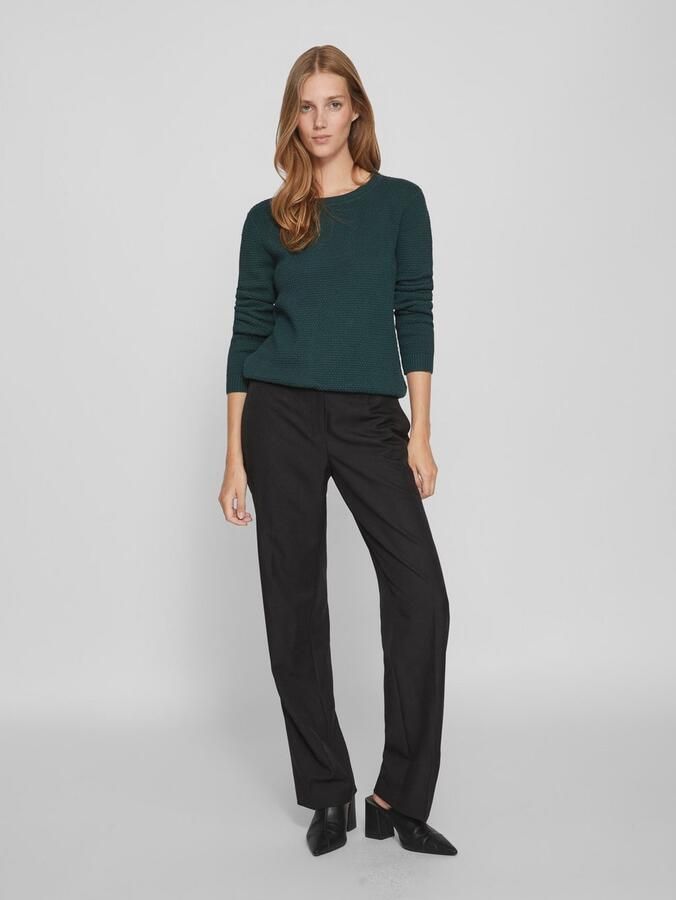 VILA gebreide trui VIDALO met biologisch katoen donkergroen - Foto 5