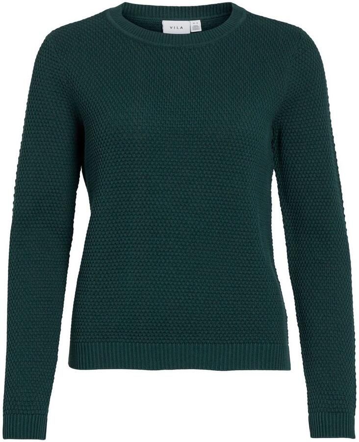 VILA gebreide trui VIDALO met biologisch katoen donkergroen