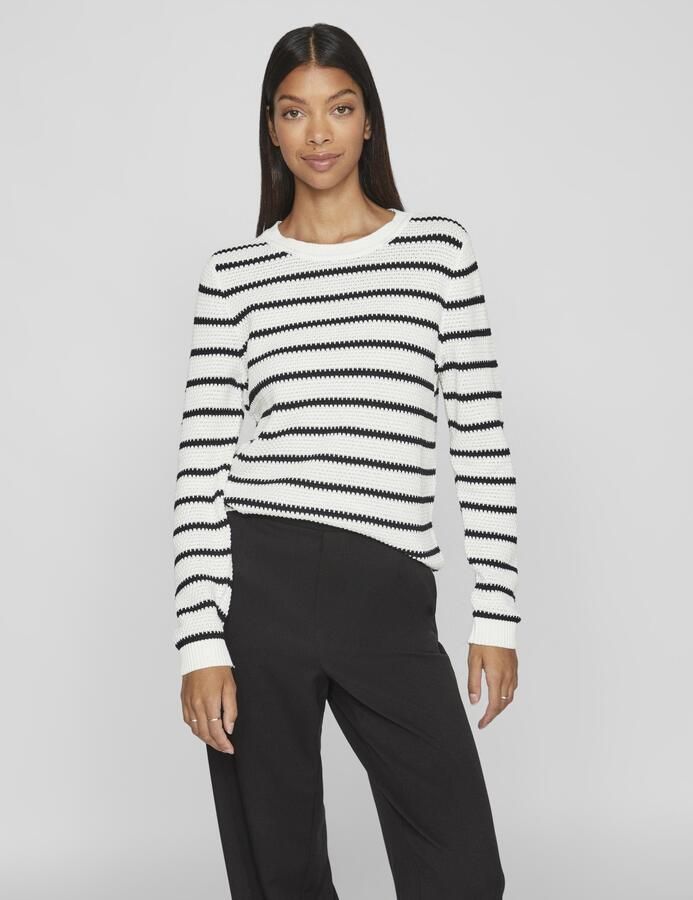 Vila Trui met ronde hals VIDALO O-NECK L S STRIPE KNIT TOP- NOOS - Foto 6