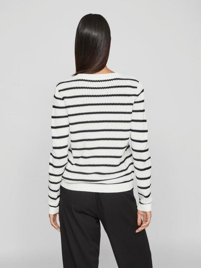 Vila Trui met ronde hals VIDALO O-NECK L S STRIPE KNIT TOP- NOOS - Foto 3