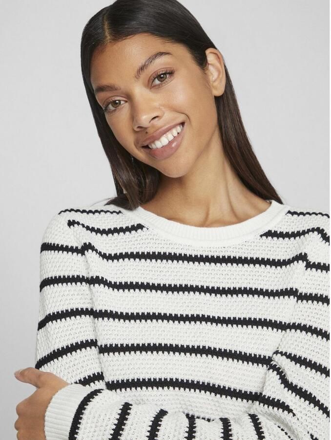 Vila Trui met ronde hals VIDALO O-NECK L S STRIPE KNIT TOP- NOOS - Foto 2
