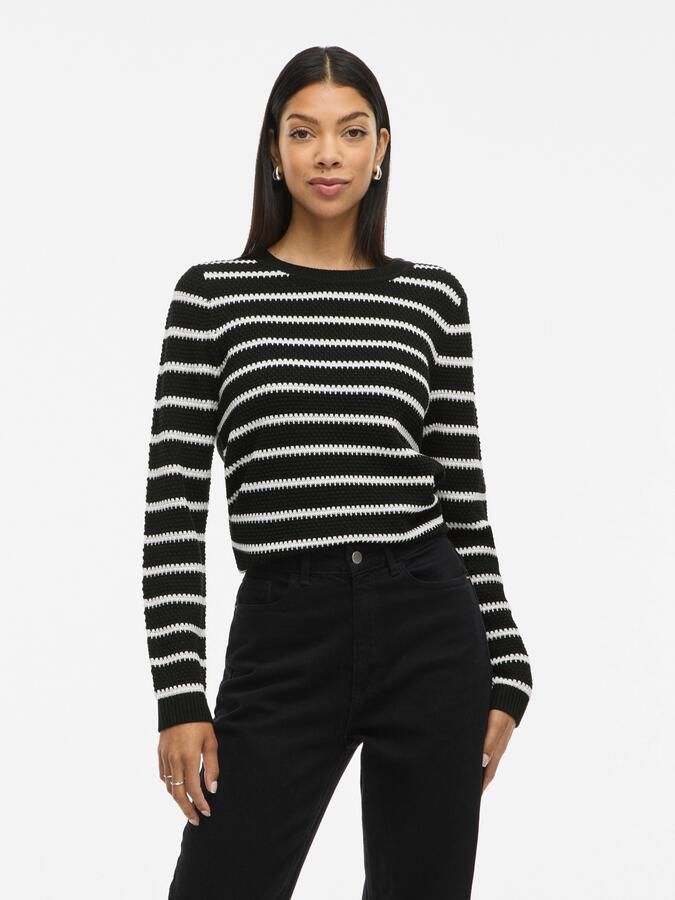 Vila Trui met ronde hals VIDALO O-NECK L S STRIPE KNIT TOP- NOOS - Foto 5