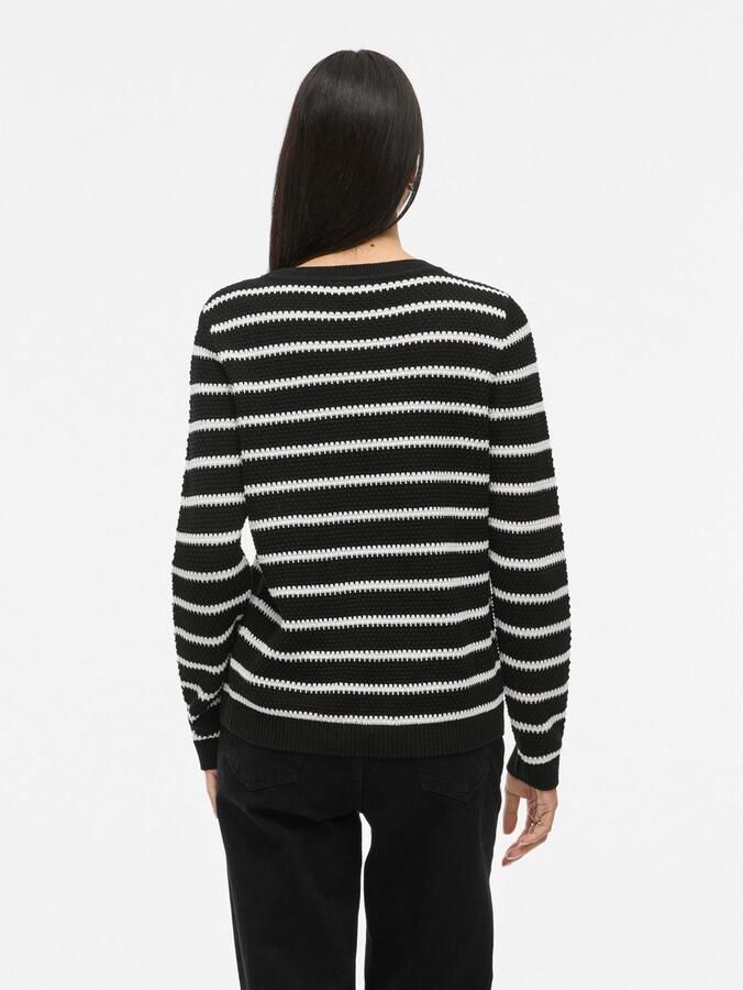 Vila Trui met ronde hals VIDALO O-NECK L S STRIPE KNIT TOP- NOOS - Foto 3