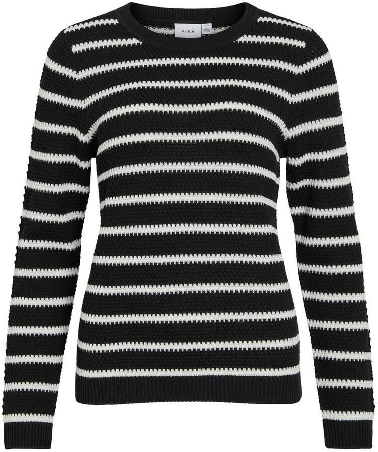 Vila Trui met ronde hals VIDALO O-NECK L S STRIPE KNIT TOP- NOOS