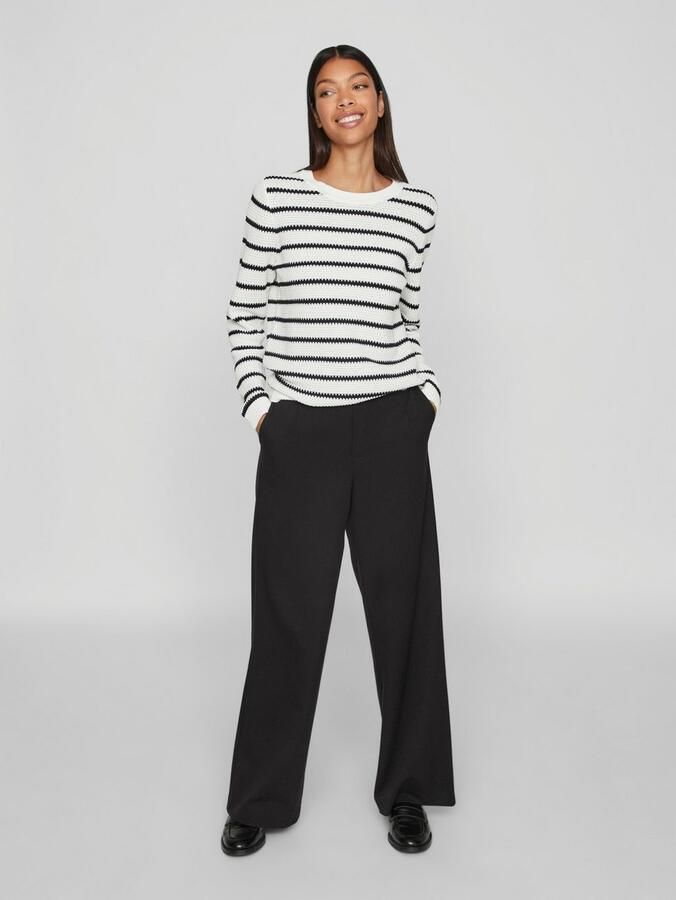 Vila Trui met ronde hals VIDALO O-NECK L S STRIPE KNIT TOP- NOOS - Foto 5