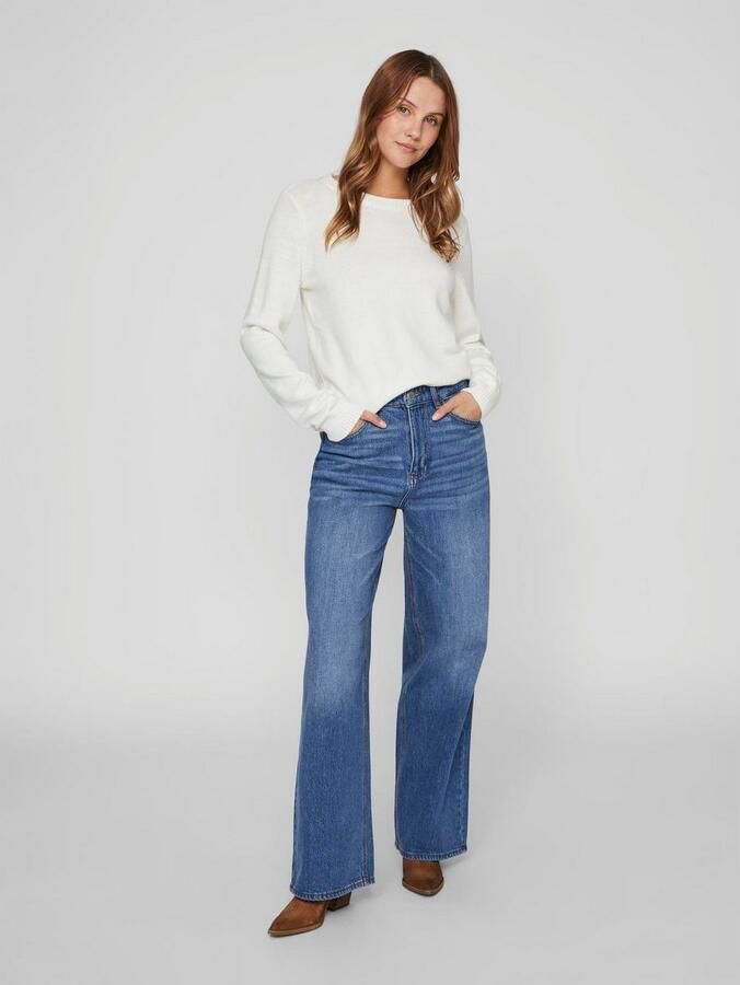 Vila Wit Gebreid Kledingstuk met Lange Mouwen White Dames - Foto 8