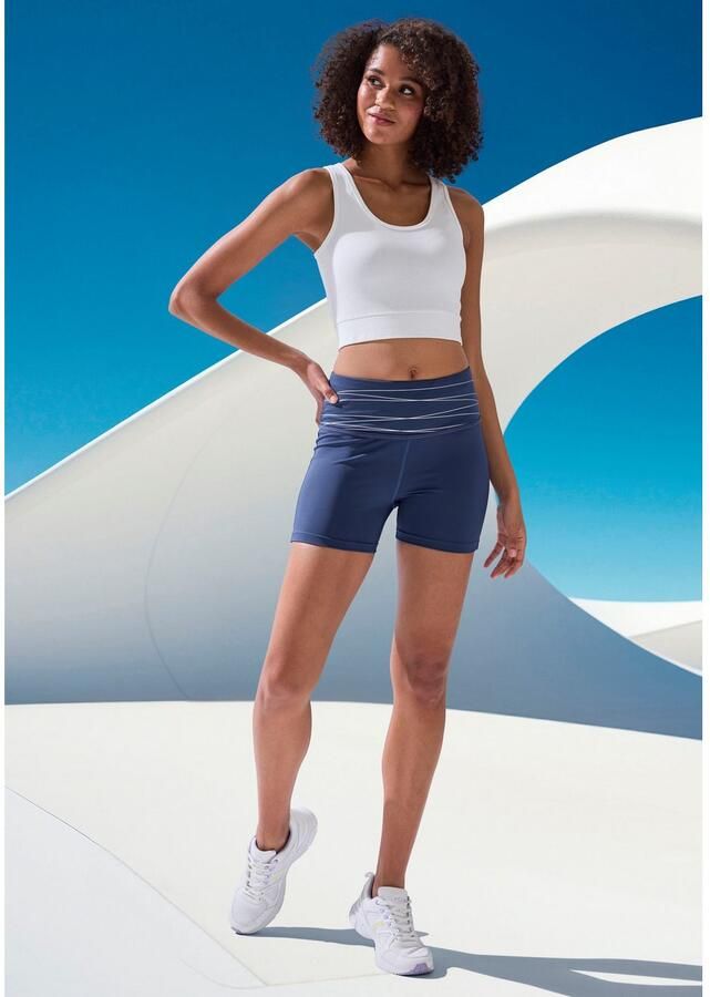 Vivance active Short Korte broek Sportshorts met brede tailleband en print