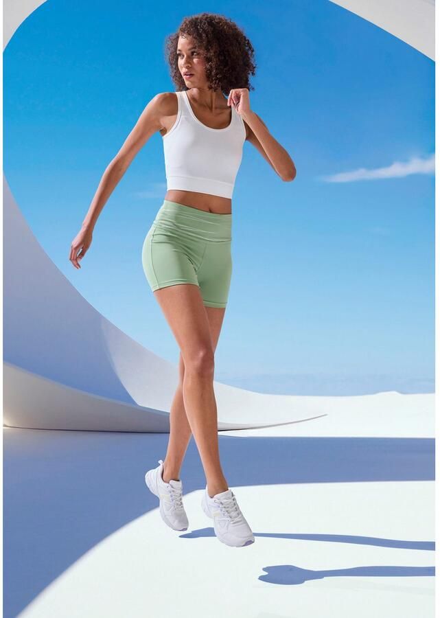 Vivance active Short Korte broek Sportshorts met brede tailleband en print