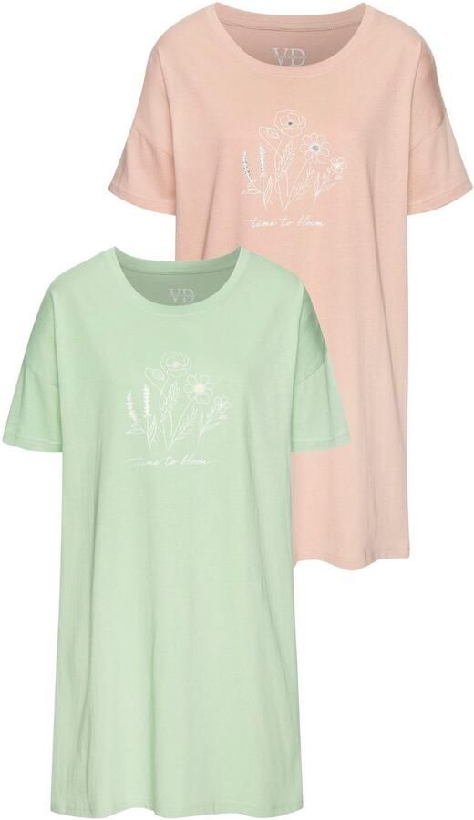 Vivance Dreams Big-shirt met fijn geschetste frontprint (2-delig Set van 2) - Foto 5