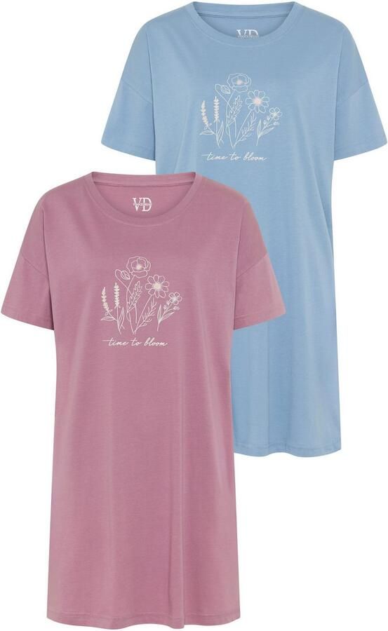 Vivance Dreams Big-shirt met fijn geschetste frontprint (2-delig Set van 2) - Foto 3