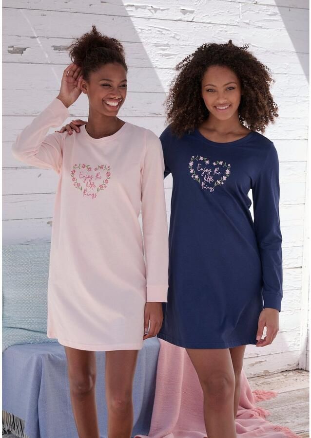 Vivance Dreams Nachthemd met bloemenprint in een dubbelpack (Set van 2)