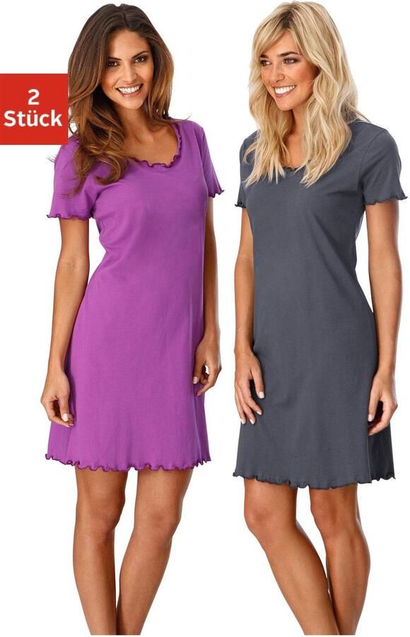 Vivance Dreams Nachthemd met gekrulde randen (Set van 2) - Foto 6