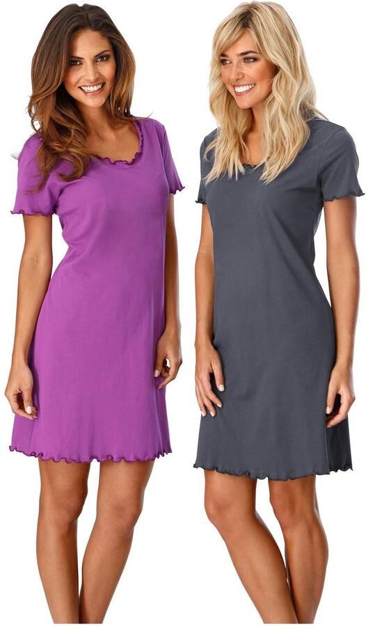 Vivance Dreams Nachthemd met gekrulde randen (Set van 2) - Foto 4