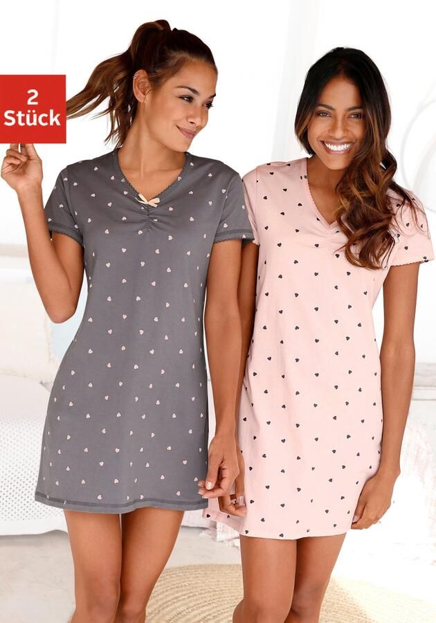Vivance Dreams Nachthemd met hartjesprint (Set van 2) - Foto 4