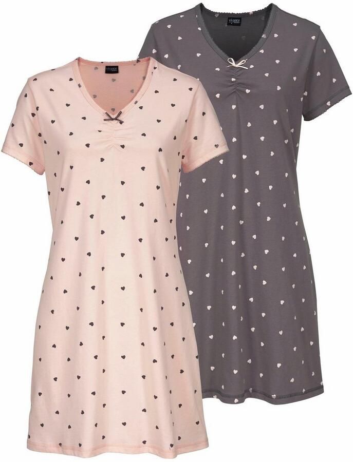 Vivance Dreams Nachthemd met hartjesprint (Set van 2)