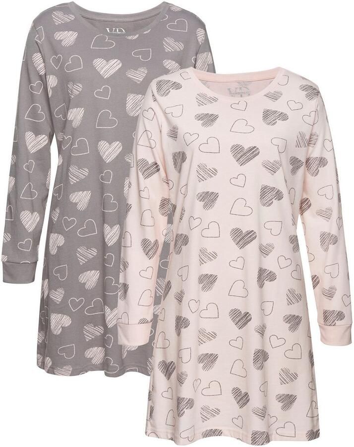Vivance Dreams Nachthemd met leuke hartprint (Set van 2)