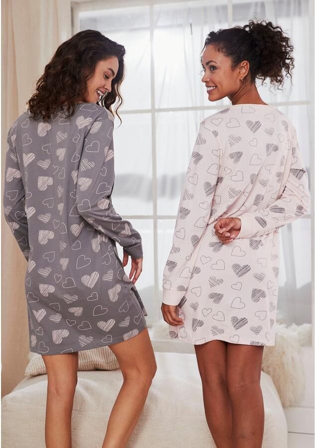 Vivance Dreams Nachthemd met leuke hartprint (Set van 2) - Foto 4