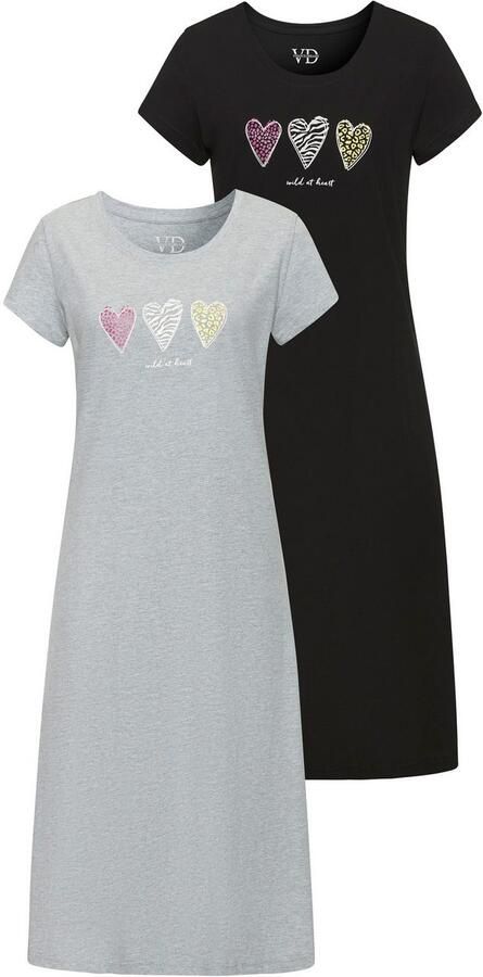 Vivance Dreams Nachthemd met mooi hart-print op de voorkant (2-delig Set van 2) - Foto 4