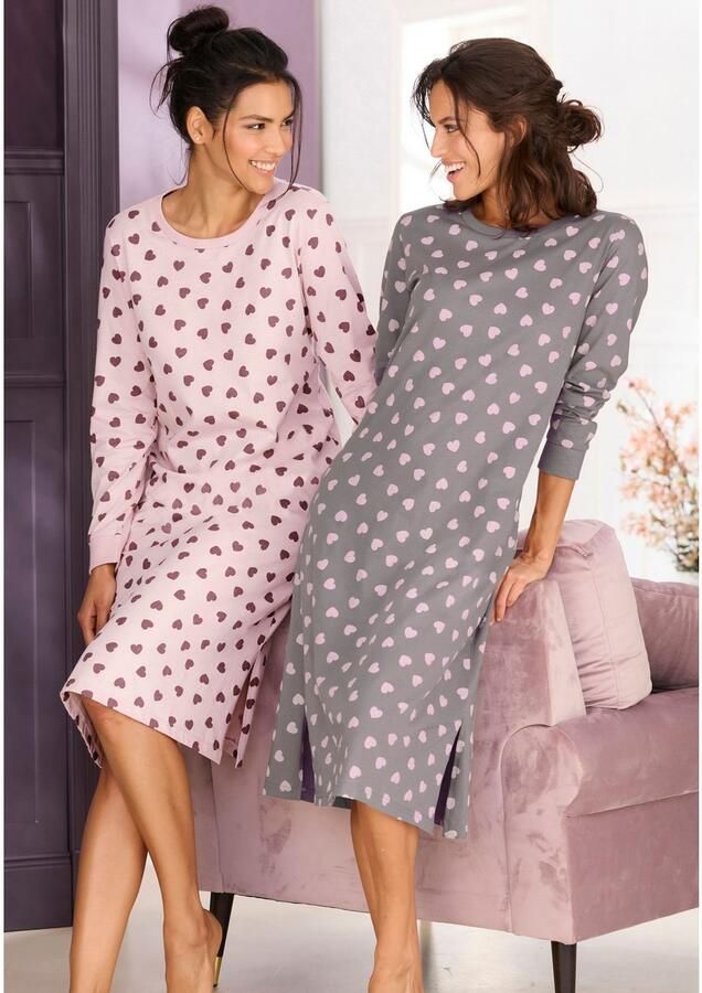 Vivance Dreams Nachthemd met schattig hartjespatroon (Set van 2)