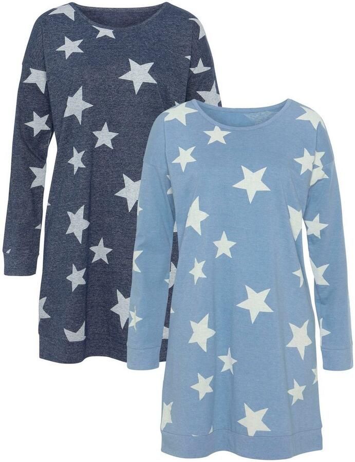 Vivance Dreams Nachthemd met sterrenprint (Set van 2)