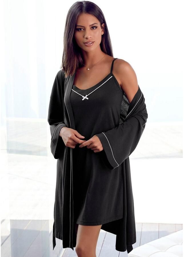 Vivance Dreams Negligé met contrasterende paspel-details