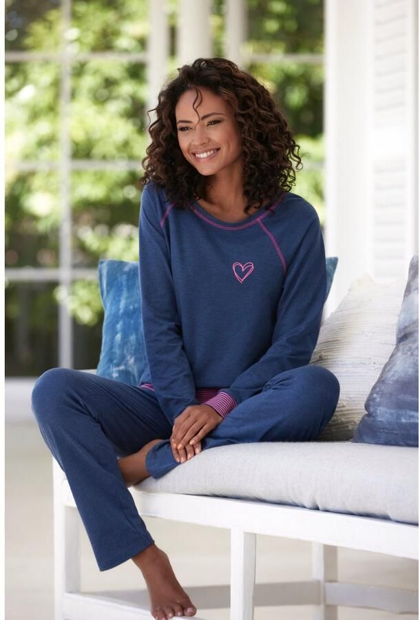 Vivance Dreams Pyjama met decoratieve flatlock-naden in neonkleuren (2-delig) - Foto 3