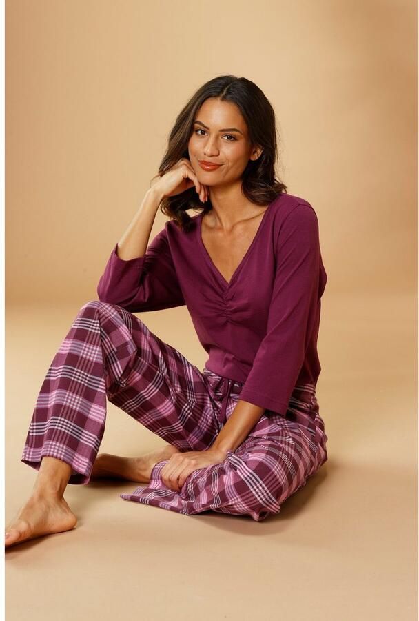 Vivance Dreams Pyjama met geruite broek (2-delig 1 stuk)