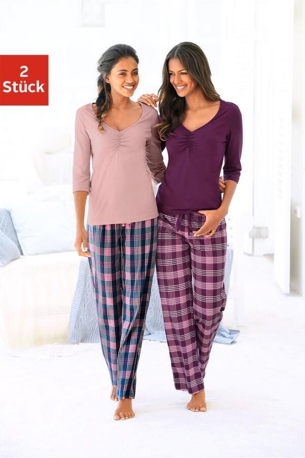 Vivance Dreams Pyjama met geruite broek (4-delig Set van 2) - Foto 7