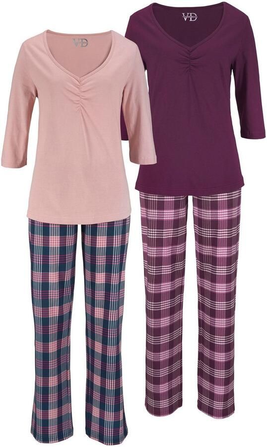 Vivance Dreams Pyjama met geruite broek (4-delig Set van 2) - Foto 3