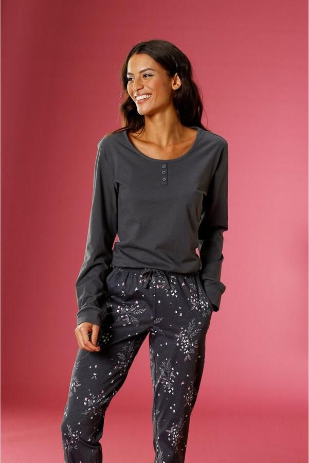 Vivance Dreams Pyjama met hortensia-motief (2-delig 1 stuk)