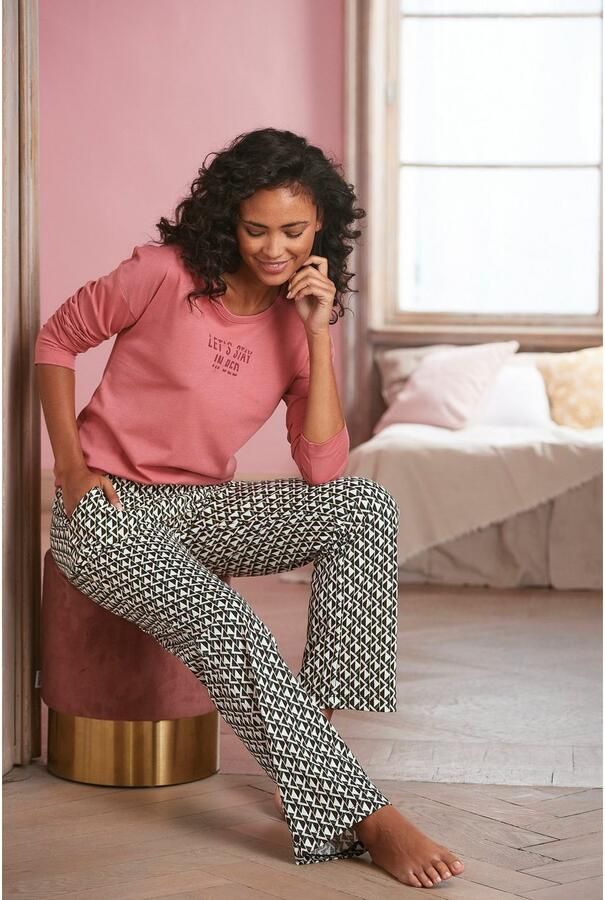 Vivance Dreams Pyjama met opschrift en gedessineerde broek (2-delig 1 stuk) - Foto 4