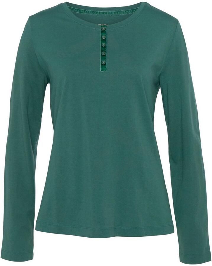 Vivance Dreams Pyjama top met fluwelen knoopsluiting