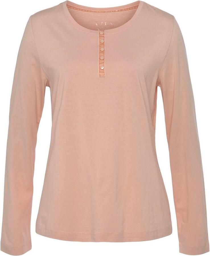 Vivance Dreams Pyjama top met fluwelen knoopsluiting