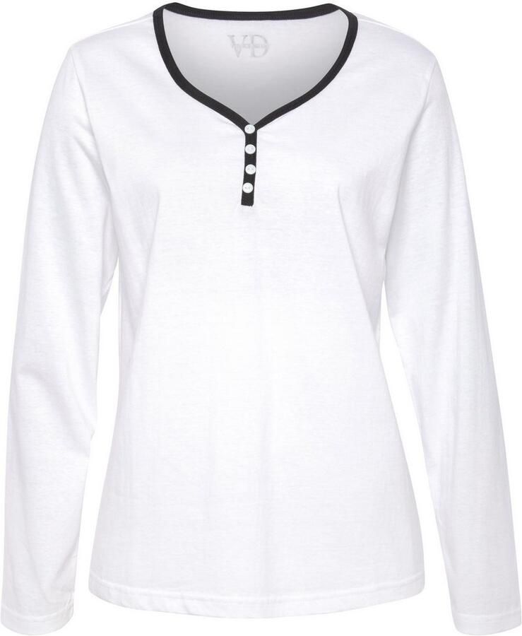 Vivance Dreams Pyjama top met paspel en korte decoratieve knoopsluiting - Foto 2