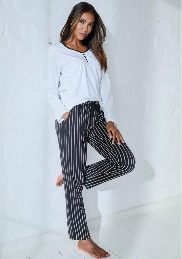 Vivance Dreams Pyjama top met paspel en korte decoratieve knoopsluiting - Foto 4