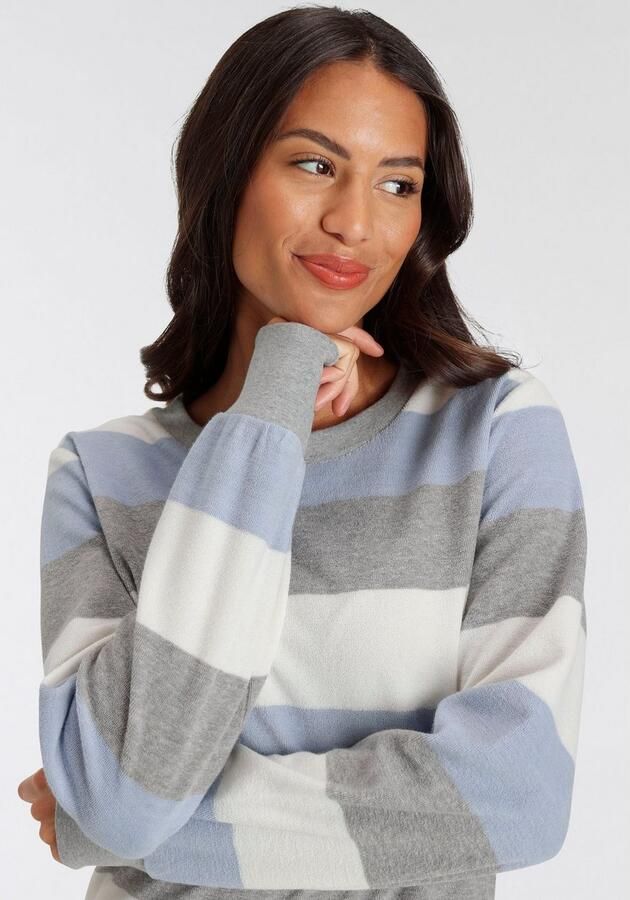 Vivance Dreams Pyjama van zachte frotté en met colorblock strepen (2-delig) - Foto 3