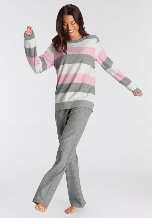 Vivance Dreams Pyjama van zachte frotté en met colorblock strepen (2-delig) - Foto 4