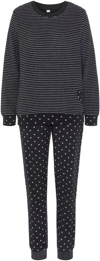 Vivance Dreams Pyjama van zachte frotté met strepen en harten (2-delig) - Foto 5