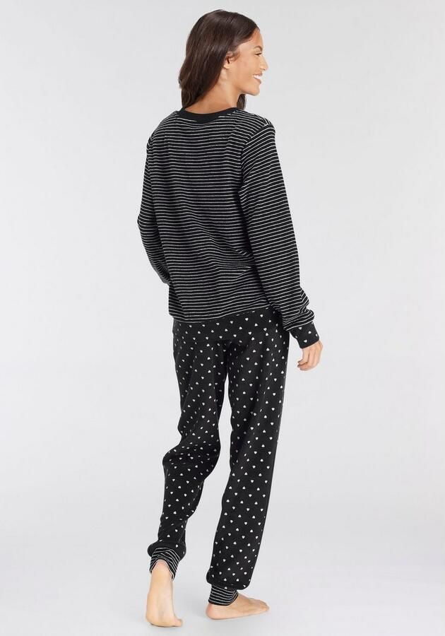 Vivance Dreams Pyjama van zachte frotté met strepen en harten (2-delig) - Foto 3