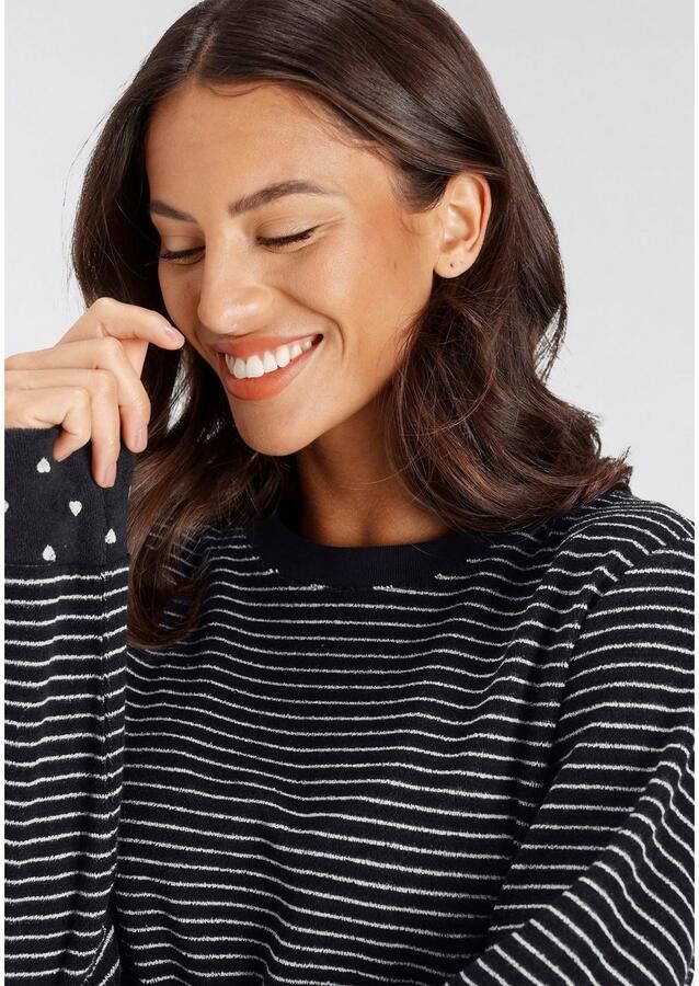 Vivance Dreams Pyjama van zachte frotté met strepen en harten (2-delig)