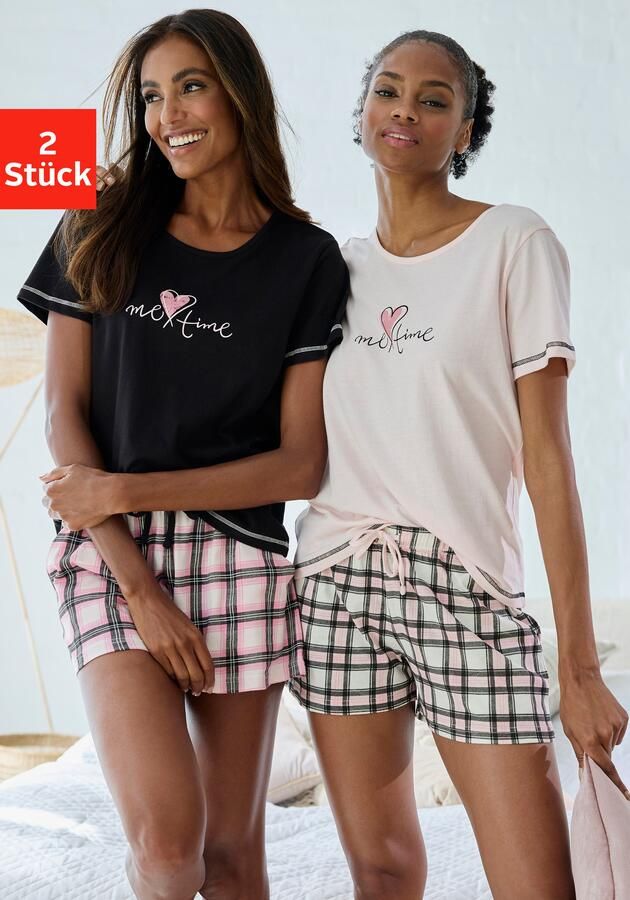 Vivance Dreams Shortama in dubbelpack met ruitpatroon (4-delig Set van 2) - Foto 6