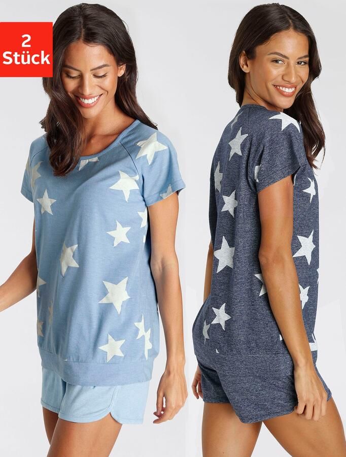 Vivance Dreams Shortama in een gemêleerde look met sterretjes (4-delig Set van 2) - Foto 6