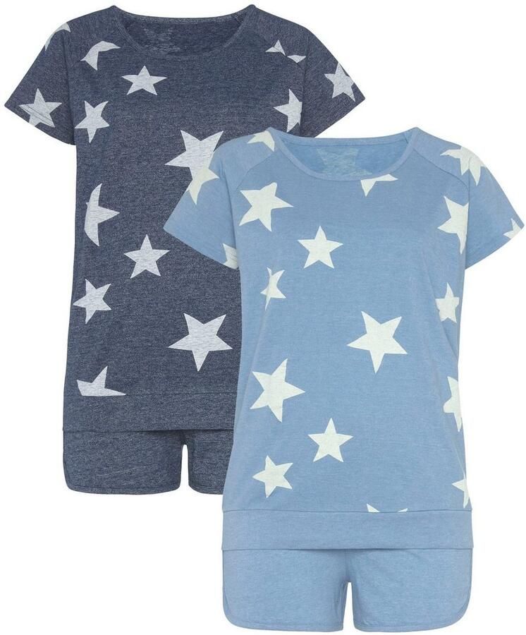 Vivance Dreams Shortama in een gemêleerde look met sterretjes (4-delig Set van 2)