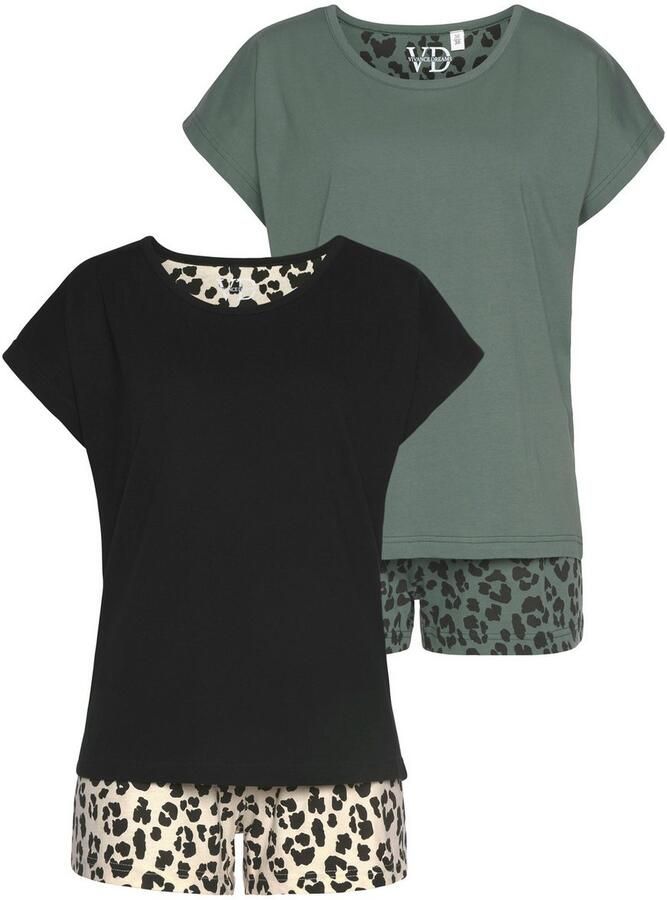 Vivance Dreams Shortama met animal-print (4-delig Set van 2)