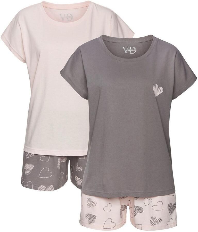 Vivance Dreams Shortama met leuke hartprint (Set van 2)