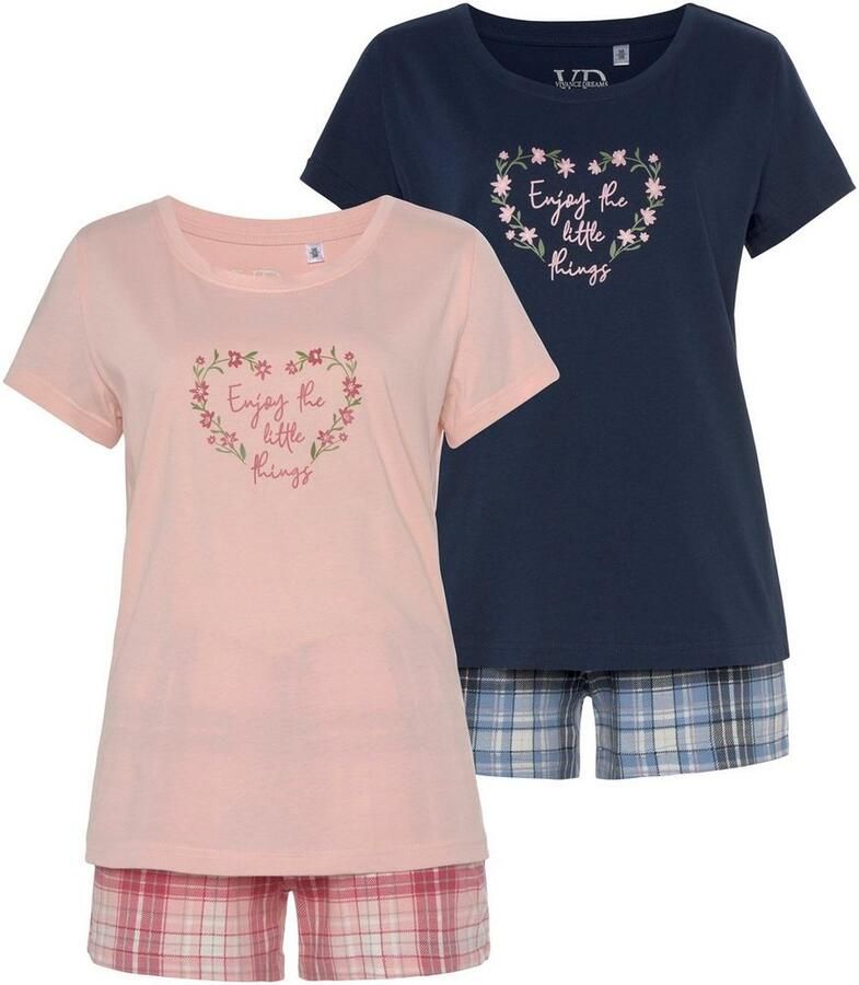 Vivance Dreams Shortama met ruit- en bloemenprint in een dubbelpack (4-delig Set van 2) - Foto 10