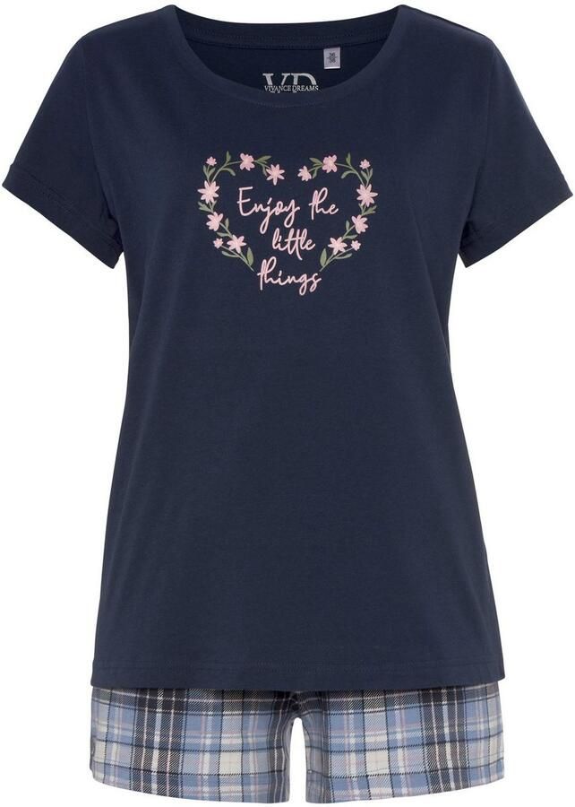 Vivance Dreams Shortama met ruit- en bloemenprint in een dubbelpack (4-delig Set van 2) - Foto 3