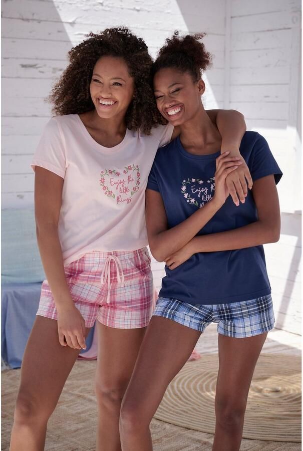 Vivance Dreams Shortama met ruit- en bloemenprint in een dubbelpack (4-delig Set van 2) - Foto 8